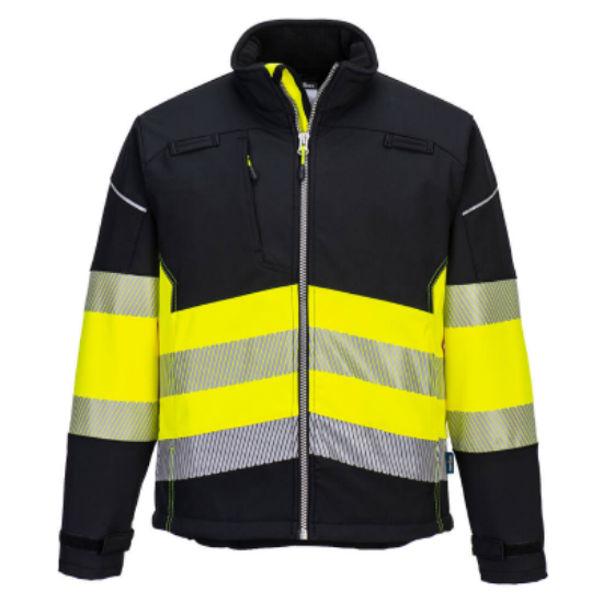 Picture of PW375 - PW3 HI-VIC CLASS 1 SOFTSHELL JACKET (3L)BLACK/YELLOW