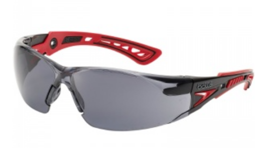 Picture of SMOKE LENS, BOLLE RUSH + SAFETY GLASSES, RED FRAME, EACH