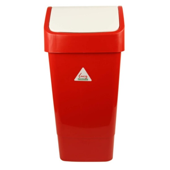 SYR LUCY SWING BIN, 50LTR, RED, EACH