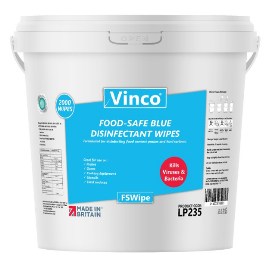 Picture of Vinco FS Wipe, Food Process Disinfecting Wipe, 2000 Sheet Blue Tub, Each