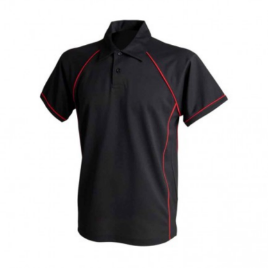 FINDEN HALES COOL PLUS PERFORMANE POLO, BLACK/RED WHITE PIPING