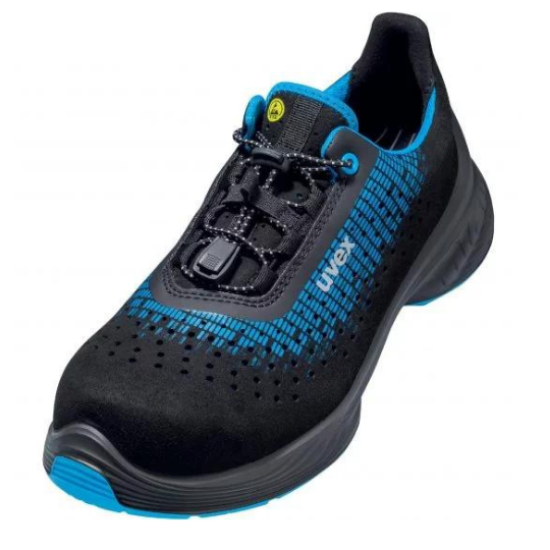 Picture of Uvex 1 G2 Perforated Safety Shoe, Black/Blue,  S1 SRC ESD