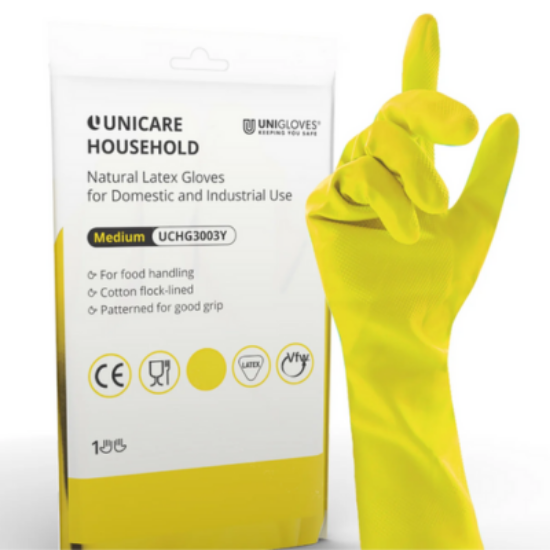 Unigloves Yellow Household Latex Gloves