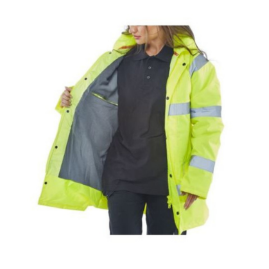 Picture of Beeswift Hi Vis Fleece Lined Traffic Jacket, Yellow