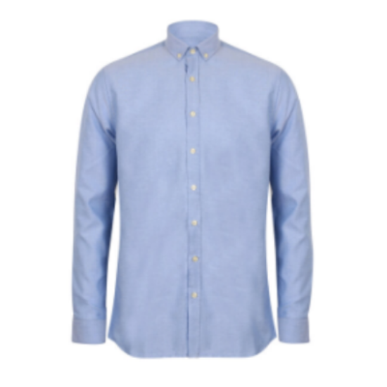 Henbury Regular Fit L/S Men's Oxford Shirt, Blue,