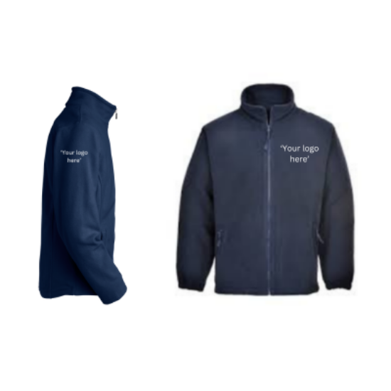Picture of Navy Fleece Jacket, c/w K49 EMB Logo LB & S91 EMB Logo On Right Sleeve