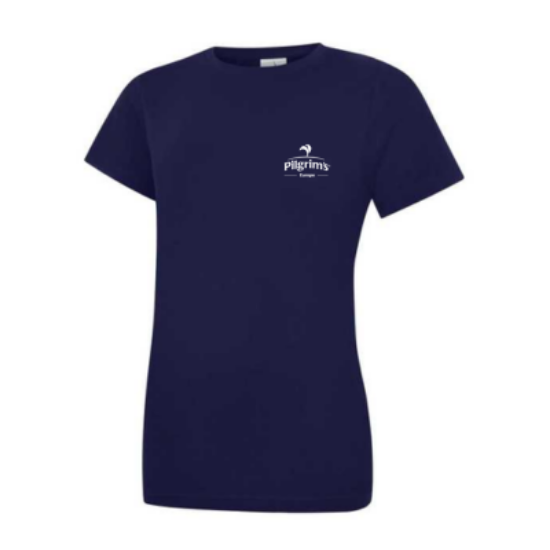 Picture of Ladies Round Neck T-Shirt, Navy, C/W P176 Logo Each