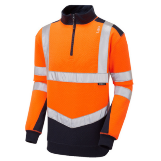 Picture of TAPELEY ISO 20471 CL 2 ECOVIZ PC 1/4 ZIP SWEATSHIRT, ORANGE/NAVY, EACH