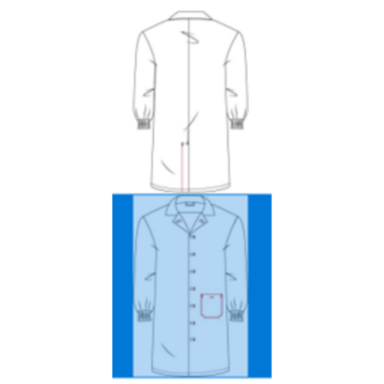 Picture of WHITE FOOD COAT WITH BLACK ELASTICATED CUFFS, STUDDED POPPERS, VENTED, SHORT FIT,  EACH