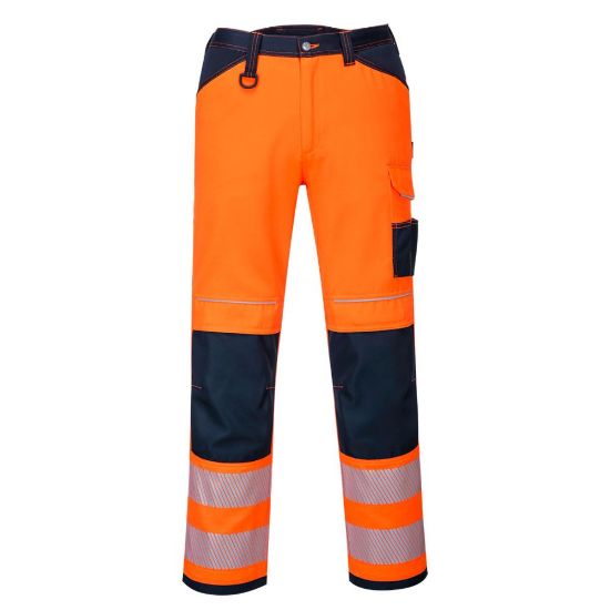 Picture of PORTWEST PW3 HI VIS WORK TROUSERS ORANGE/NAVYSIZE: 28 SHORT  - copy