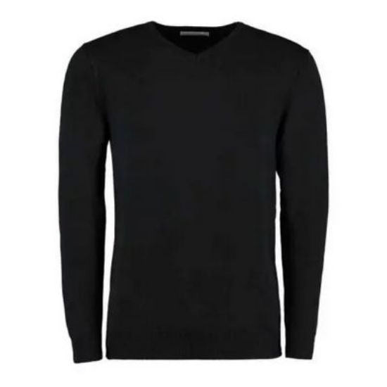 Picture of Kustom Kit Men's Arundel V-Neck Long Sleeve Sweater, Black