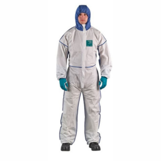 Picture of MICROGARD 1800 COVERALL, WHITE/NAVY, EACH, SMS BACK, MODEL 195