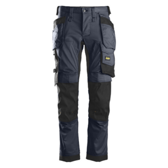 Picture of SNICKERS ALLROUND WORK STRETCH TROUSERS, NAVY/ BLACK, W/ HOLSTER POCKETS