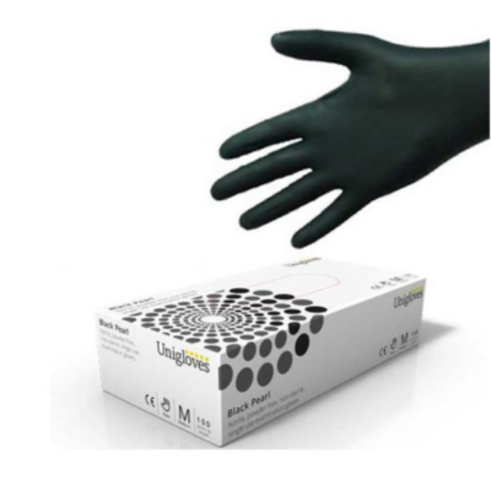 Picture of UNIGLOVE, POWDER FREE NITRILE GLOVES, BLACK, 1000/CASE, SIZE: EXTRA SMALL