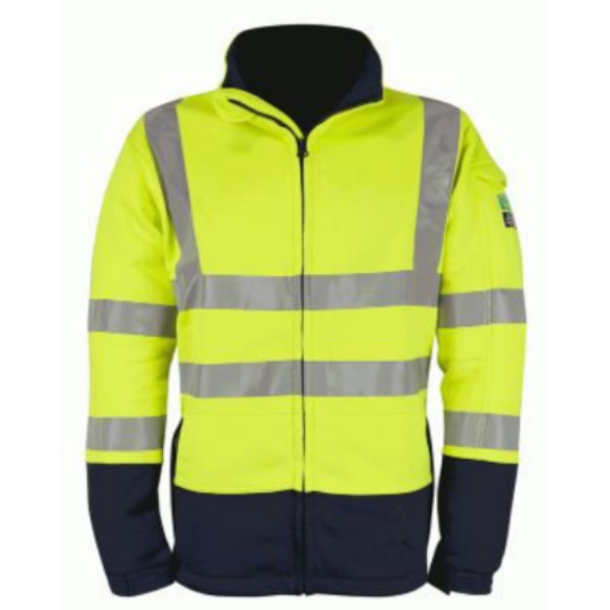 Picture of ORBIT RICHTER TWO TONE FLEECE JACKET HI VIS YELLOW/NAVY