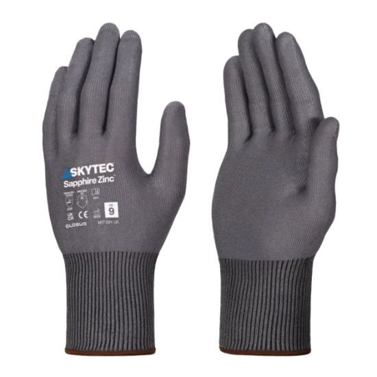 Picture of SKYTEC SAPPHIRE ZINC UNCOATED GLOVES, CUT E, PAIR, GREY 