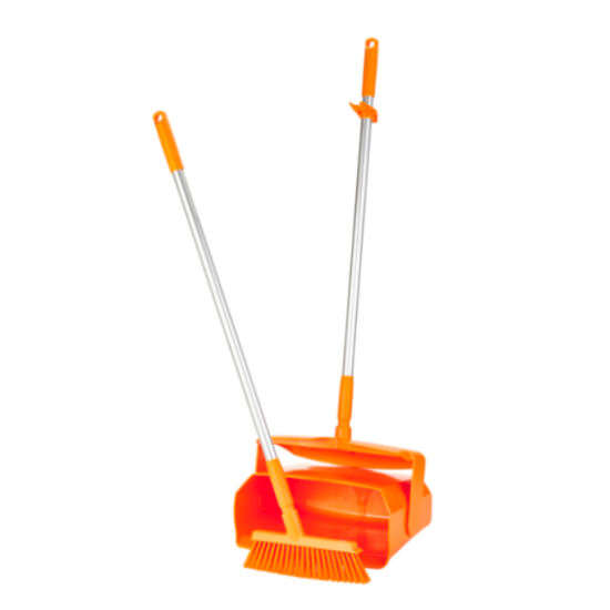 Vikan Dustpan set, closable with broom, 350 mm, Medium, Orange