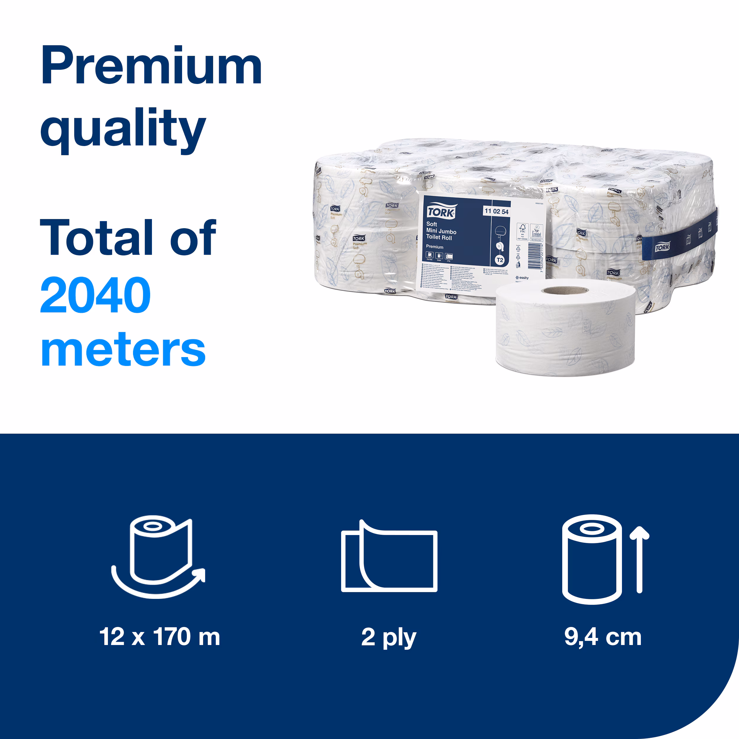 Tork Soft Mini Jumbo Toilet Paper Roll White T2