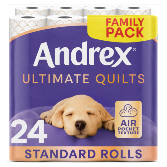 Andrex® Ultimate Quilts Toilet Tissue, 24 Rolls, 24 x 1/Case