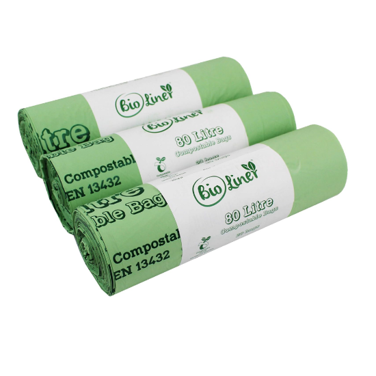 80 Litre Compostable Kitchen Bin Liners  - 60 Bags/Pack