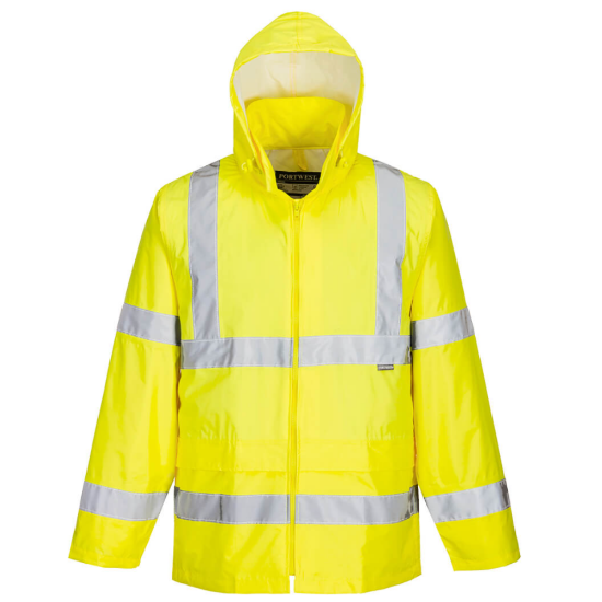 Portwest Hi-Vis Unlined Rain Jacket, Yellow