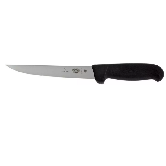 Victorinox Fibrox Boning Knife,  Straight Wide Blade, 15cm, Black