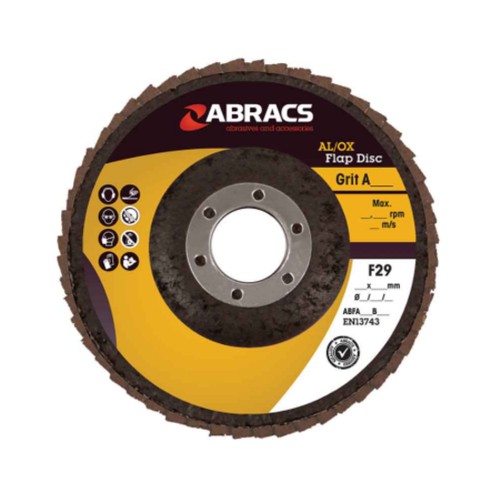 Abracs Trade Flap Discs AL/OX, 115MM x 22mm x 040g, Shrink Wrapped 25’s/Pack