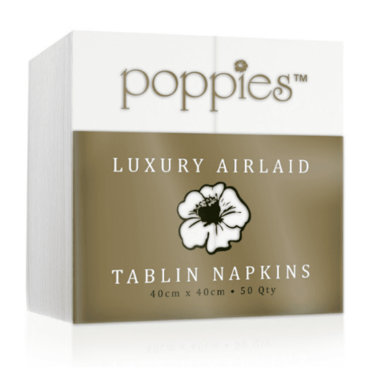 Picture of Poppies Luxury Airlaid Tablin, 8 Fold, 40cm, White, 500/Case