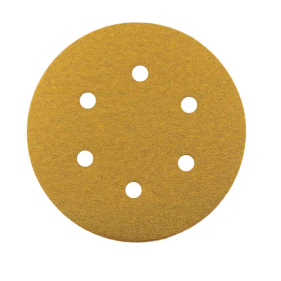 Abracs Expert Hook & Loop Gold Sanding Discs (6 Holes), 150mm x 400, 25/Box