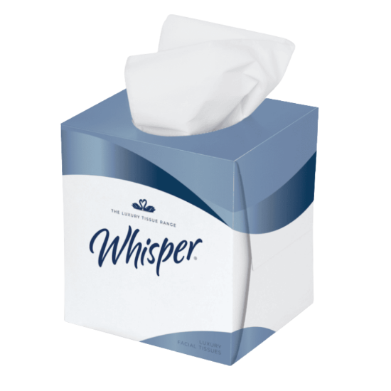 2 Ply White Whisper Facial Tissue - Cube, 70 Sheet x 24 Boxes/Case