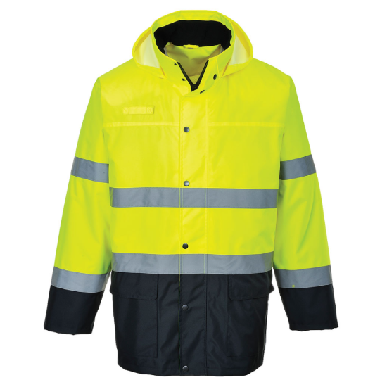 Picture of Hi-Vis Contrast Rain Lite Traffic Jacket, Yellow/Navy