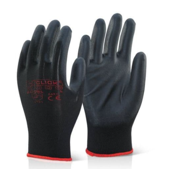 Picture of Click 2000 EC9BL Black PU Gloves, Size 10