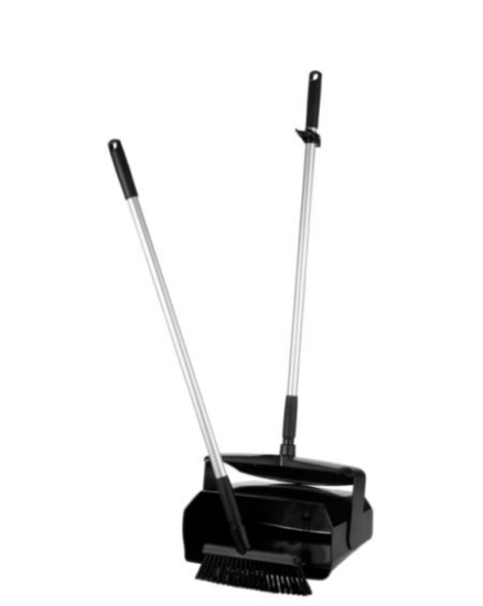 Picture of DUSTPAN SET, CLOSABLE WITH BROOM, 350 MM, MEDIUM, BLACK, EACH