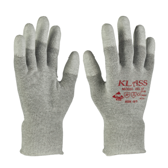 Del 310 Nylon Anti-Static Lint Free Glove, Grey, Size L, Pair 