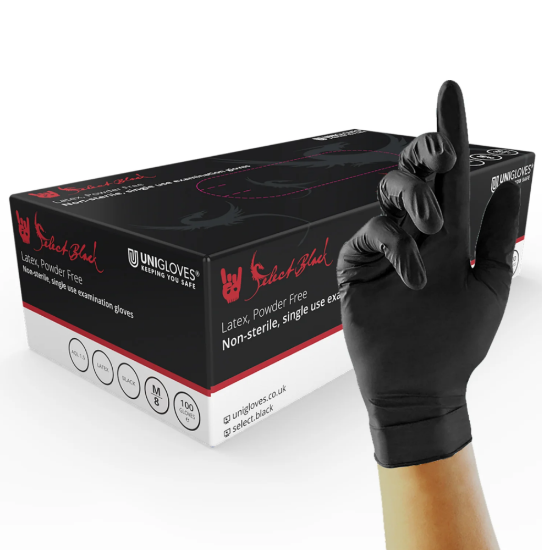 Picture of Black Latex Gloves Powder Free, 1000/Case