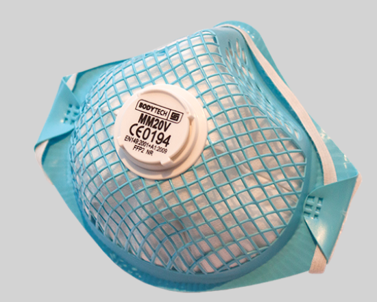 Bodytech Respiratory FFP2V Mesh Dust Mask, Valved, Each (Polybag)