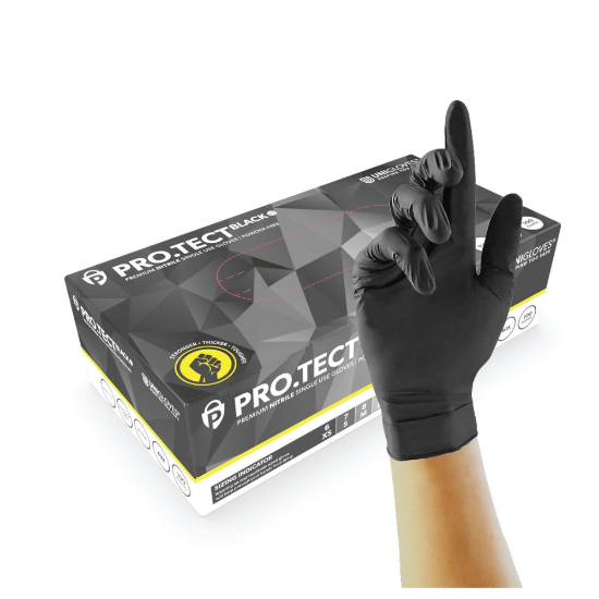 Uniglove PRO.TECT HD Powder Free Nitrile Gloves, Black, 1000/Case