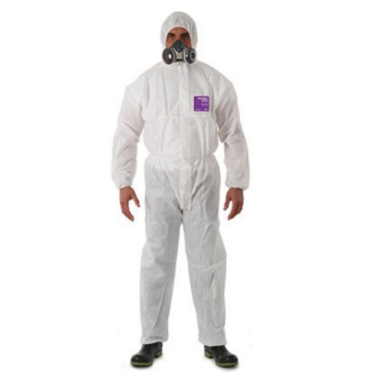 Picture of MICROGARD 1500 COVERALL, WHITE, W/ HOOD, MODEL 138, SIZE: MEDIUM