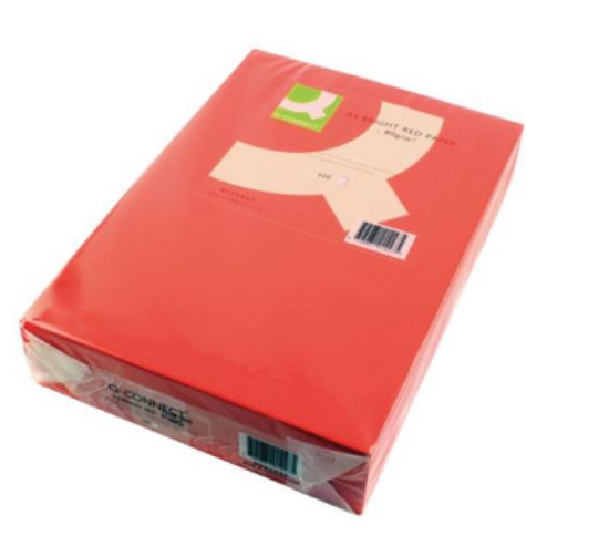 Q-Connect Bright Red Coloured A4 Copier Paper 80gsm Ream (Pack of 500)