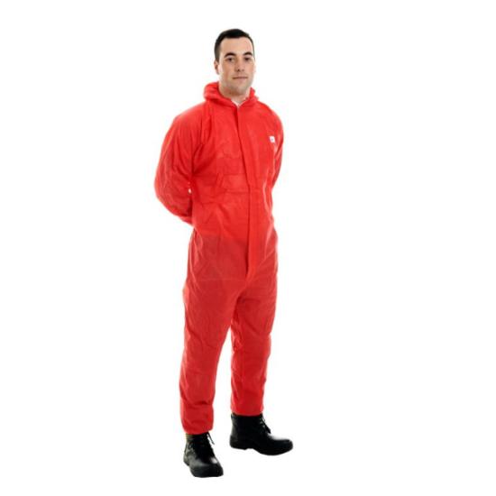 Type 5/6 Non Woven Coverall C/W Hood, Red